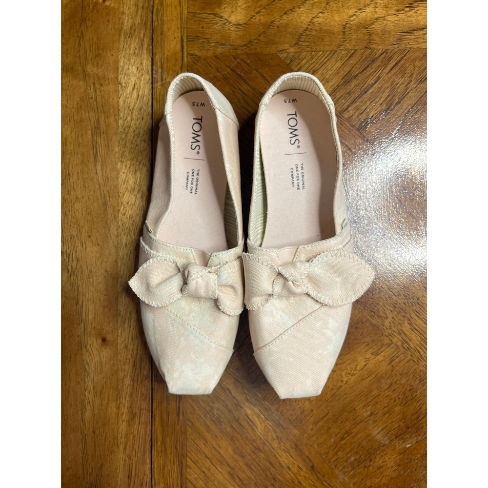 TOMS Alpargata Flats Peach Cream Tie Dye Bow Slip On Shoes W7.5